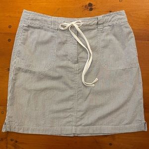 Talbots Petite Seersucker Skirt Drawstring Waist Pockets 100% Cotton Like New